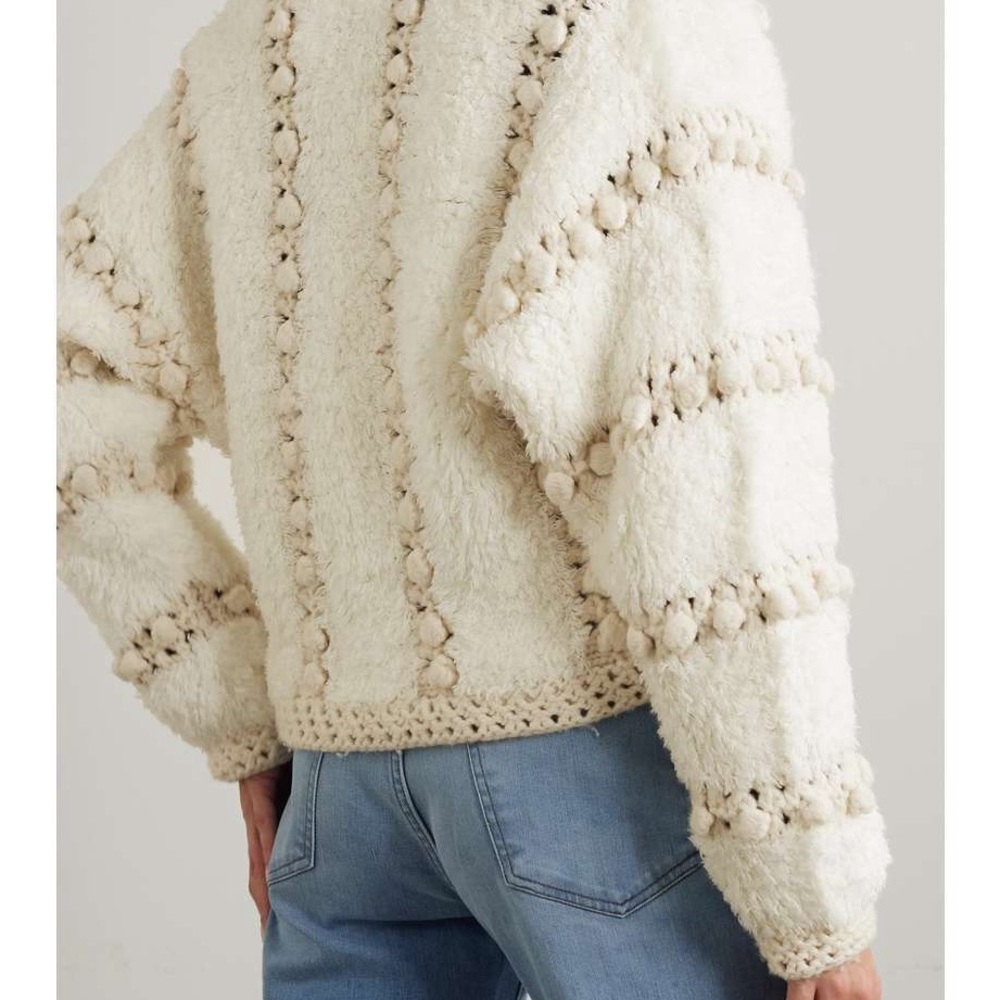 FRAME
Pom pom-embellished crochet-trimmed wool cardigan - Picture 3 of 7